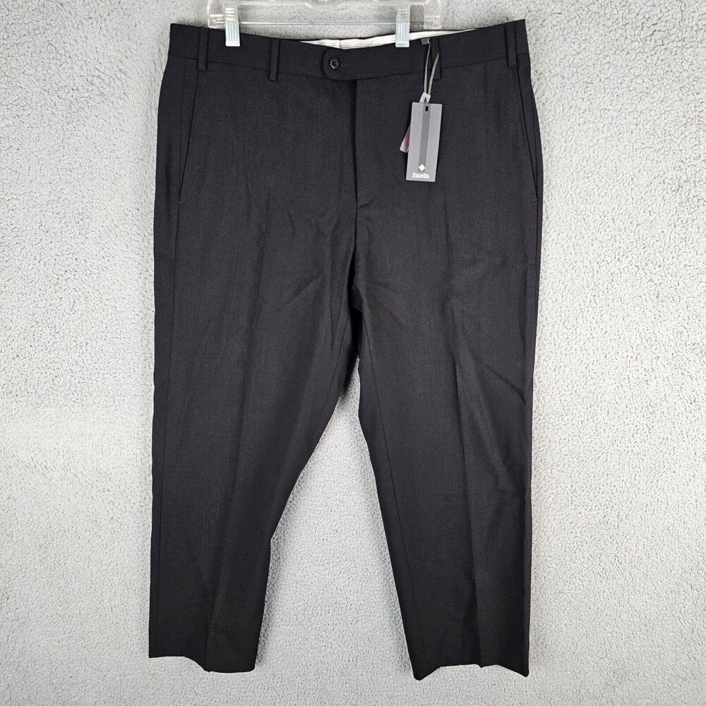 NWT Zanella Devon Flat Front Wool‎ Trousers 36 Made In Italy ~ $325